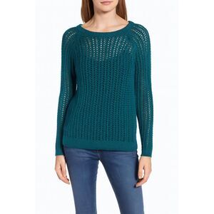 J. Jill Women's green pullover knit sweater Size S mature casual long sleeve